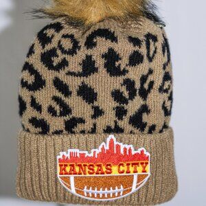 Leopard print Kansas City Chiefs Football Stocking Cap